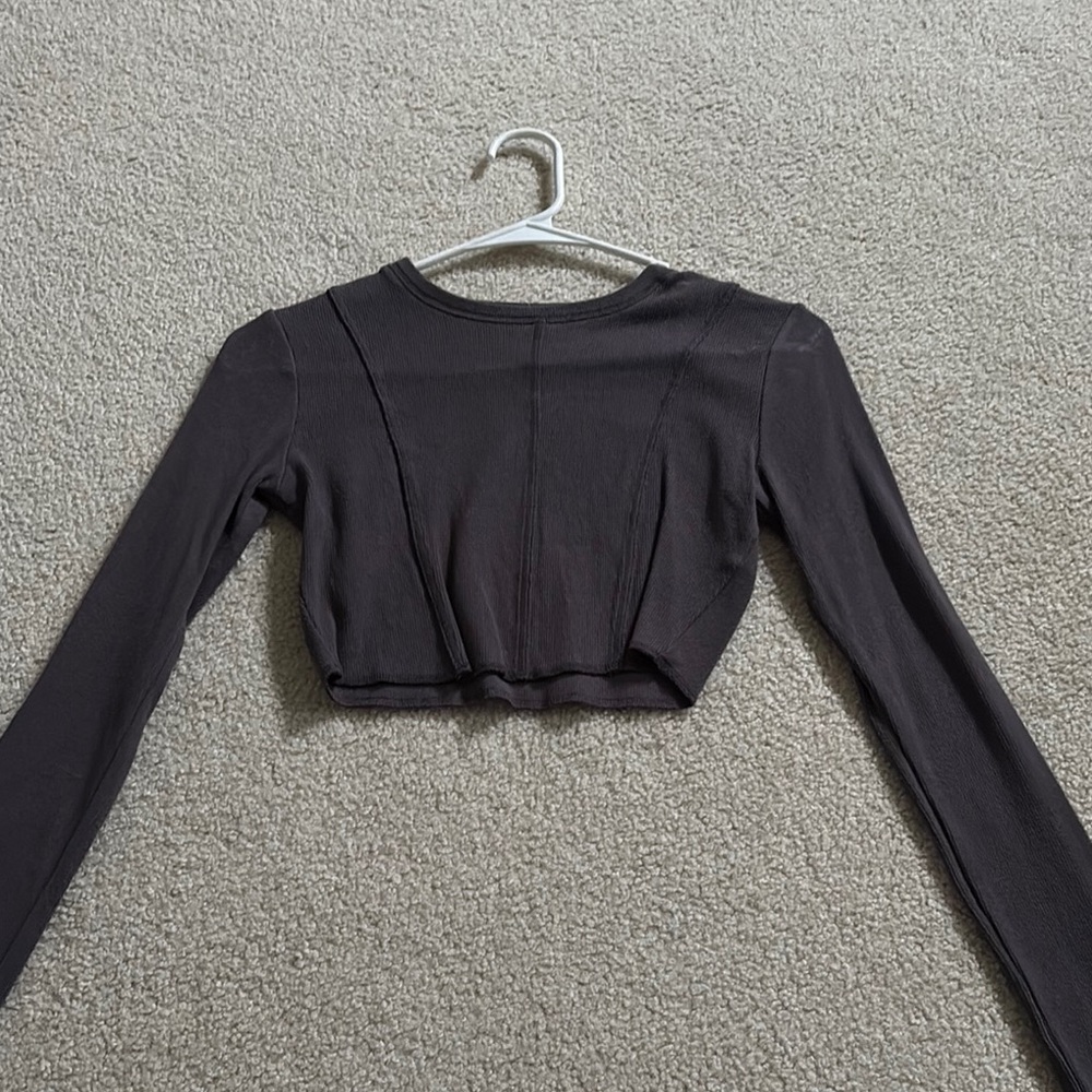 Garage Grey Long Sleeve Crop Top